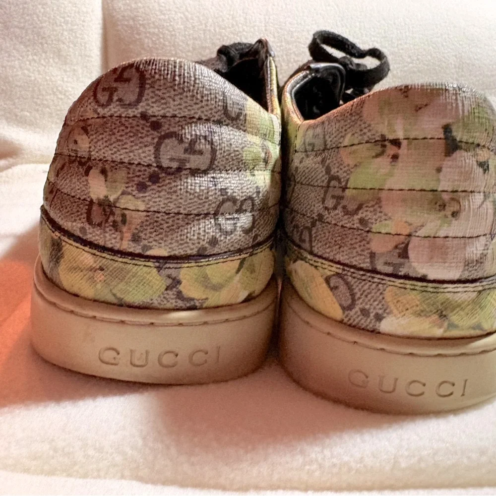 Gucci Floral GG Canvas Low-Top Sneakers in Black, Green and Yellow